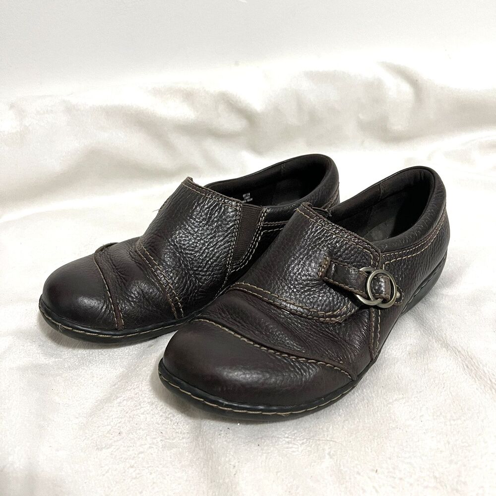 Clarks Ashland Comfort Slip On Shoe Size 8 Brown Business Office Career Classic